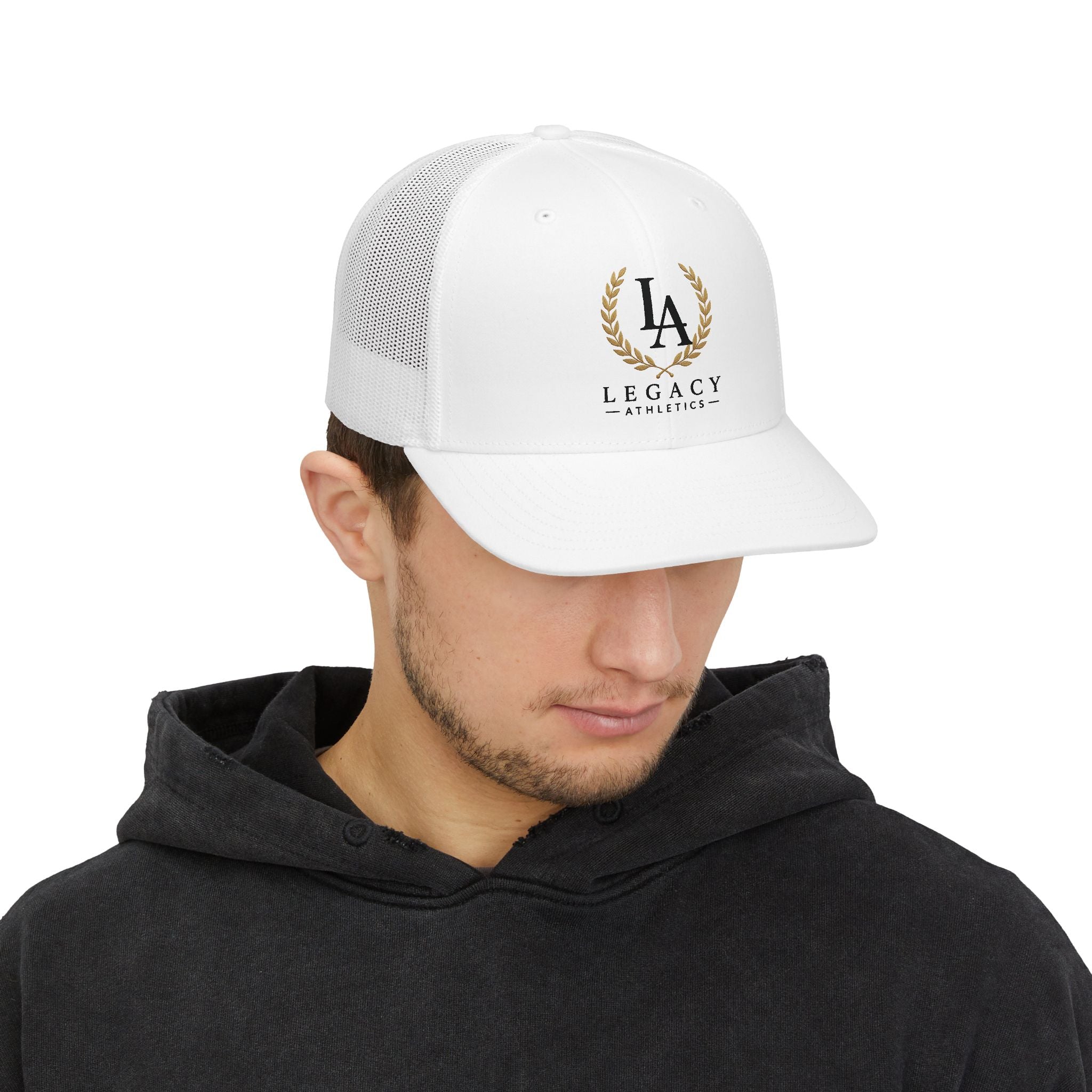 Legacy Athletics Snapback Trucker Cap — LA Laurel Logo Mesh Baseball Hat